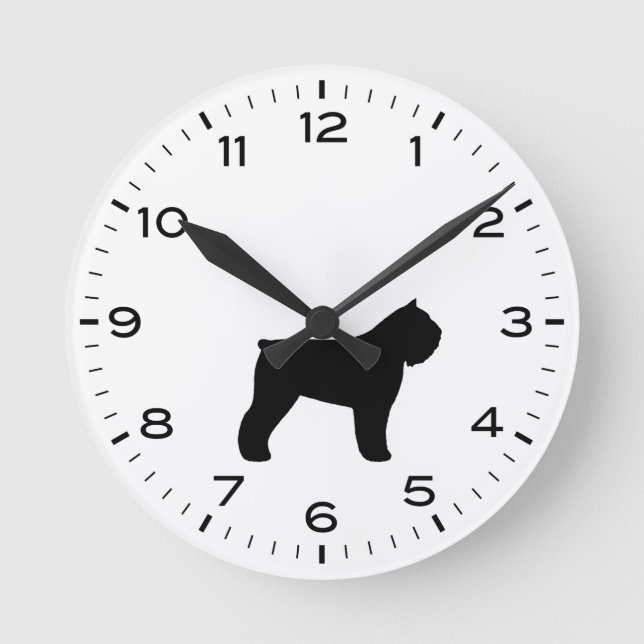 Horloge Ronde Bouvier des Flandres Chien Silhouette (Recto)