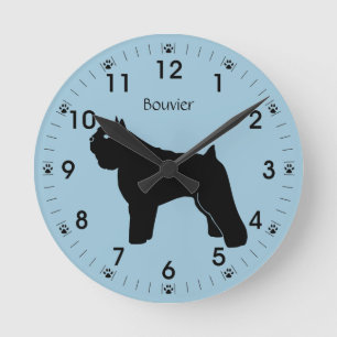 Horloge Ronde Bouvier du Flanders Dog Silhouette Personalized