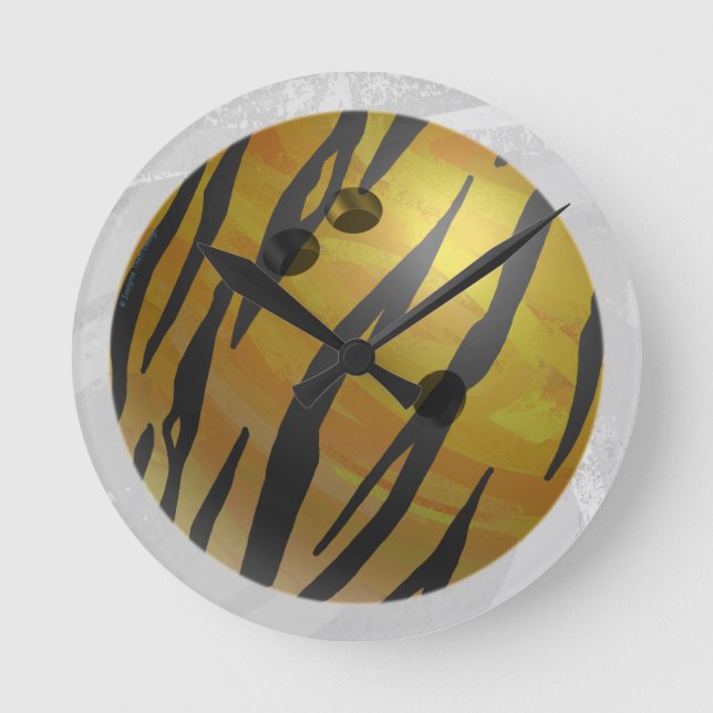 Horloge Ronde Bowling Ball Tiger Jaune (Recto)