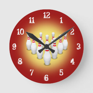 Horloge Ronde Bowling Pins :Horloge murale