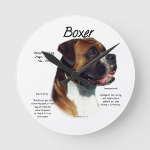 Horloge Ronde Boxer de couleur naturelle rencontre la race