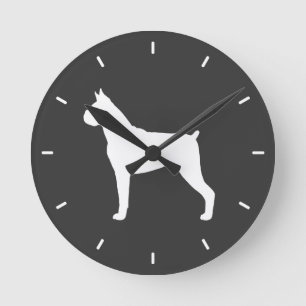 Horloge Ronde Boxer Dog Silhouette