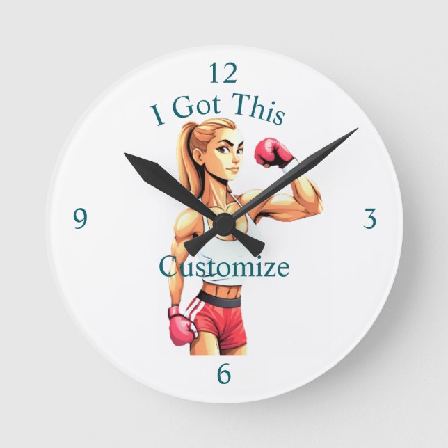 Horloge Ronde Boxeuse féminine en forme Thunder_Cove (Recto)