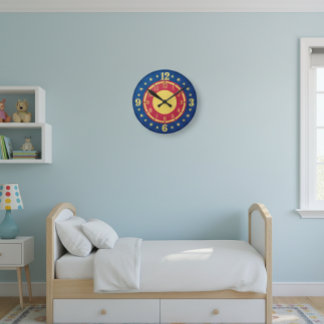 Horloge Ronde Boys Circus Wall Clock | Primary Colors Stars