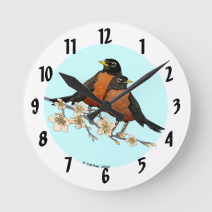 Horloge Ronde Branche de rouge-gorge