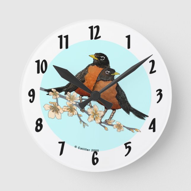 Horloge Ronde Branche de rouge-gorge  (Recto)