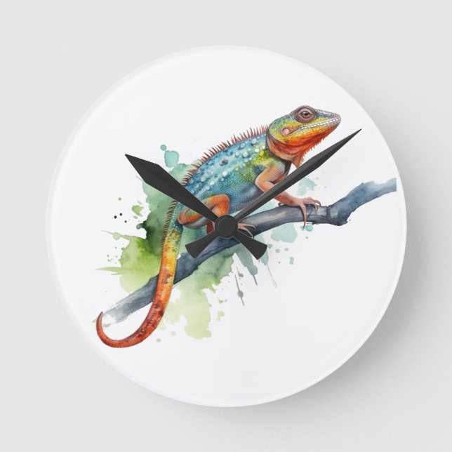 Horloge Ronde Branche des couleurs : Chameleon Art (Recto)