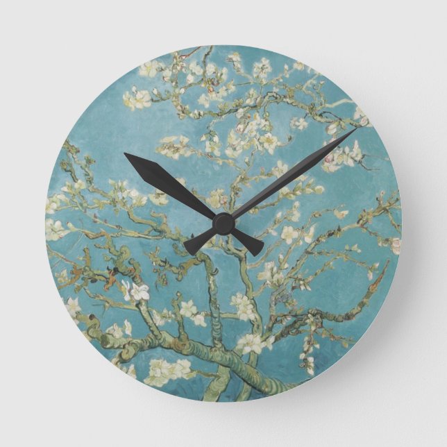 Horloge Ronde Branches de Vincent van Gogh d'arbre d'amande (Recto)