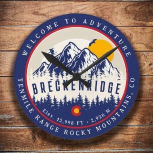 Horloge Ronde Breckenridge Colorado Drapeau Montagne Ski Souveni