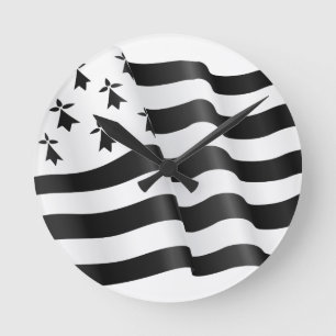 Horloge Ronde Breton de Drapeau (drapeau breton)