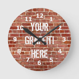 Horloge Ronde Brick Wall Personalized Graffiti Clock