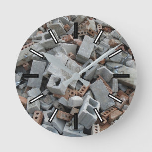 Horloge Ronde Bricks & Block Demolition Rubble Debris Clock