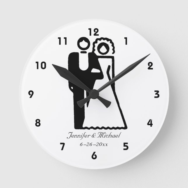Horloge Ronde Bride and Groom Silhouette Wedding (Recto)