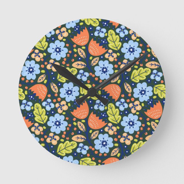 Horloge Ronde Bright Colorful Modern Pretty Flower Pattern (Recto)