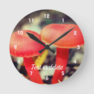 Horloge Ronde Bright orange Mushroom Pair Personalized