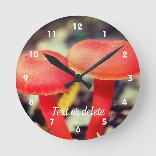 Horloge Ronde Bright orange Mushroom Pair Personalized (Recto)
