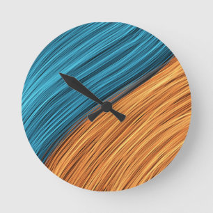 Horloge Ronde Brins de lumière néon vibrants de bleu et d'orange