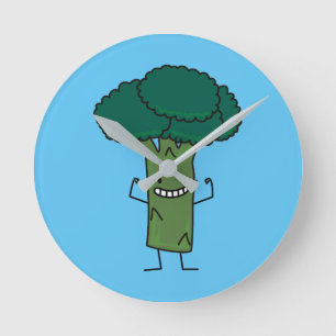Horloge Ronde Broccoli Flexing happy tree head green vegetable