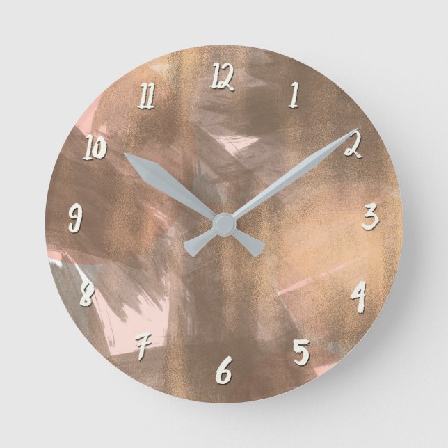 Horloge Ronde Bronze rose Peach Pink Cuivre bronze Moderne Métal (Recto)