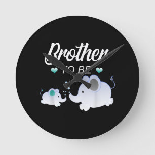Horloge Ronde Brother To Be Elephant Baby shower Don Pour Garçon