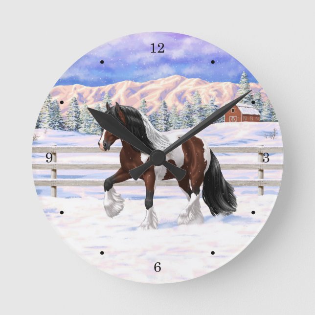 Horloge Ronde Brown Bay Gypsy Vanner Draft Horse (Recto)