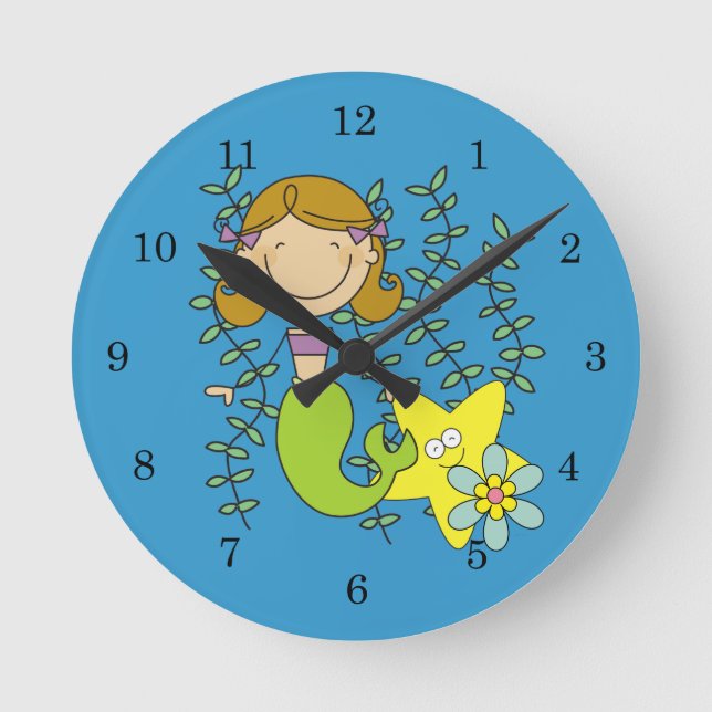 Horloge Ronde Brown Haired Mermaid (Recto)
