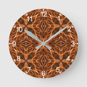 Horloge Ronde Brown Kaleidoscope Mandala Motif