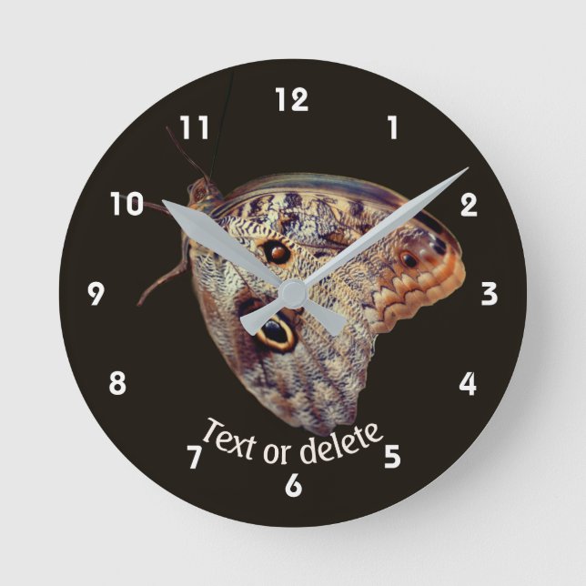Horloge Ronde Brown Owl Butterfly Nature Personalized   (Recto)