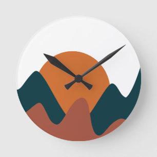Horloge Ronde Brûlé Orange Earth Tones Abstrait Arrière - plan