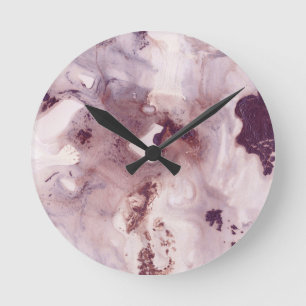 Horloge Ronde Brumage d'encre prune en marbre glam #1 #mur #déco