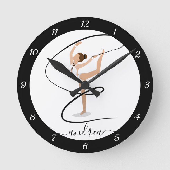 Horloge Ronde Brunette Girl Gymnastique Gymnaste Nom élégant mig (Recto)