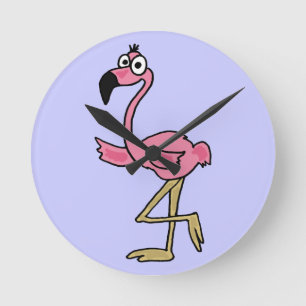 Horloge Ronde BU- Funny Flamingo Wall Clock