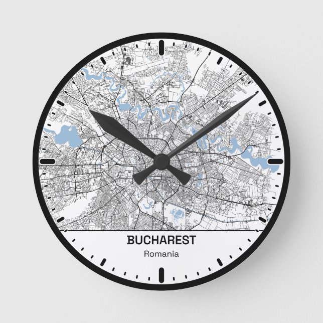 Horloge Ronde Bucharest Clock City Line Art (Recto)