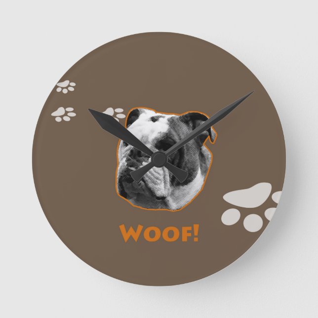 Horloge Ronde Bulldog Woof (Recto)