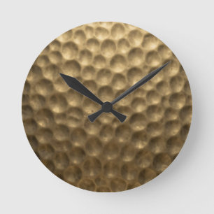 Horloge Ronde Bulles en Métal Martelé Texturé Or