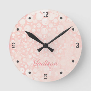 Horloge Ronde Bulles rose blanc