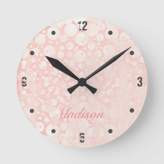 Horloge Ronde Bulles rose blanc