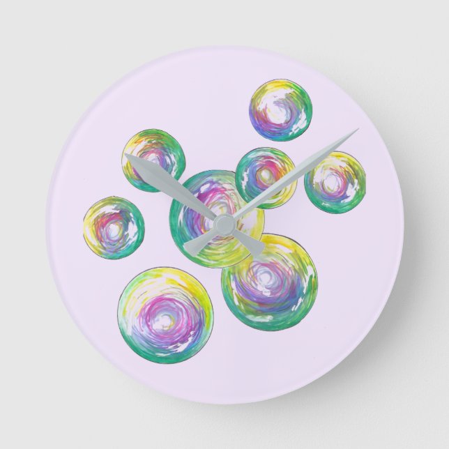 Horloge Ronde Bulles soufflantes Iridescente Rainbow Buble Wand (Recto)