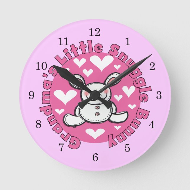 Horloge Ronde Bunny de petite petite antinelle de grand-mère (Recto)