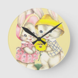 Horloge Ronde Bunny Girl+Boy