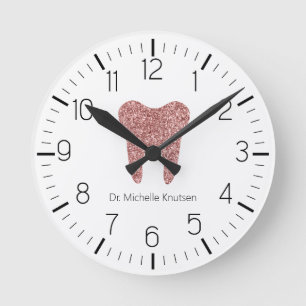 Horloge Ronde Bureau Dentiste Personnalisé Parties scintillant d