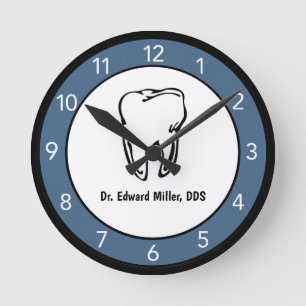 Horloge Ronde Bureau des dentistes de dents bleues sur mesure