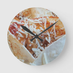 Horloge Ronde Burrito Cheese Funny Arrière - plan alimentaire