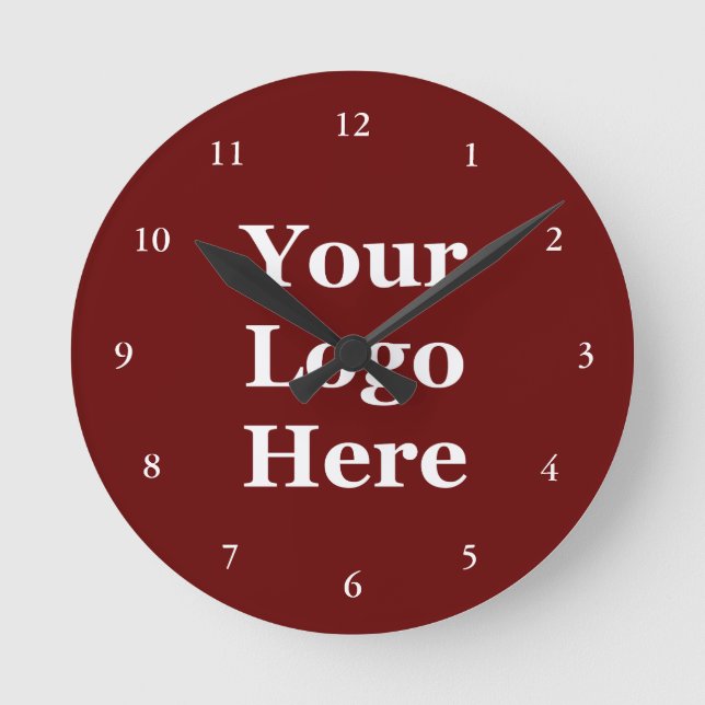 Horloge Ronde Business Dark Red & White Modèle Votre logo ici (Recto)