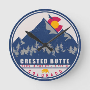 Horloge Ronde Butte de Crête Colorado Retro Sunset Souvenirs