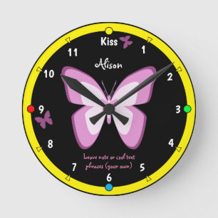 Horloge Ronde Butterflies & Kiss Horloge, Girls Wonderland Mode