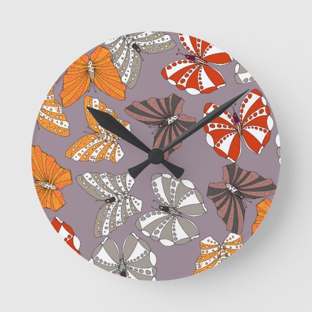 Horloge Ronde Butterflies Pattern (Recto)