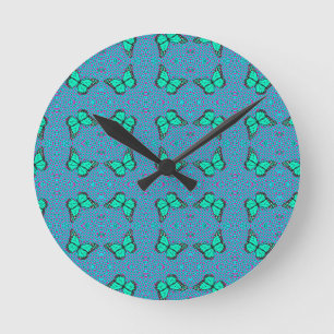 HORLOGE RONDE BUTTERFLY BLEU