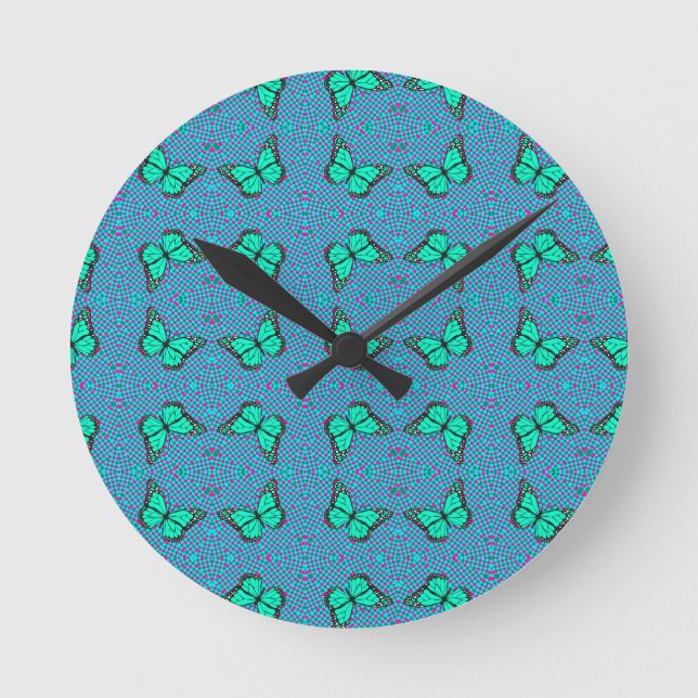 HORLOGE RONDE BUTTERFLY BLEU (Recto)