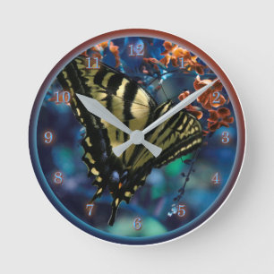 Horloge Ronde BUTTERFLY LUNCH ON THE FLY Tiger Swallowtail